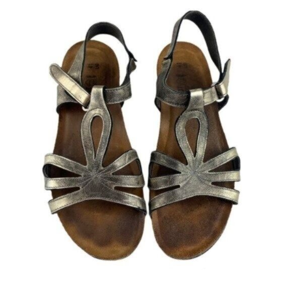 NAOT Gold Adjustable Wedge Sandal Strappy - Picture 2 of 6